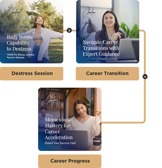 The three Charlene Coaching listings stacked in a flow
