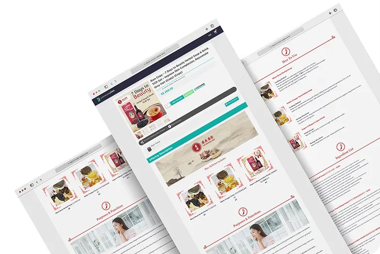 Three Fung Onn storefront pages fanned out